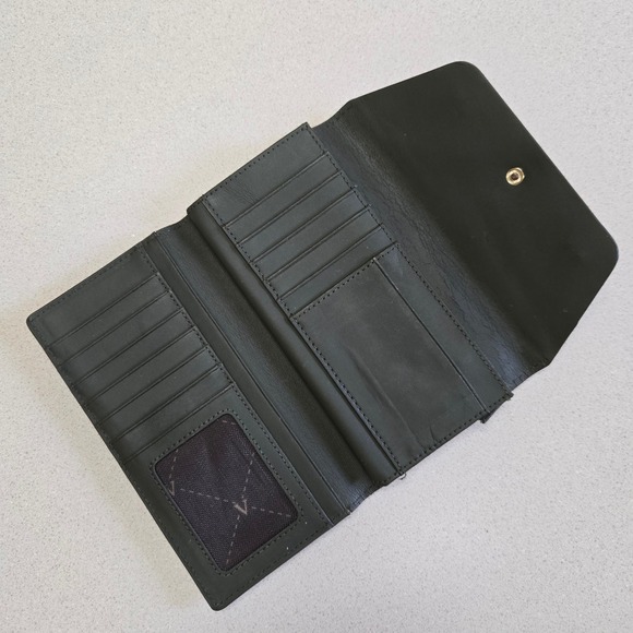 Vintage Vincent Camuto‎ Black Leather Wallet with Card Slots, Y2K 2000s Fashion - Picture 1 of 9